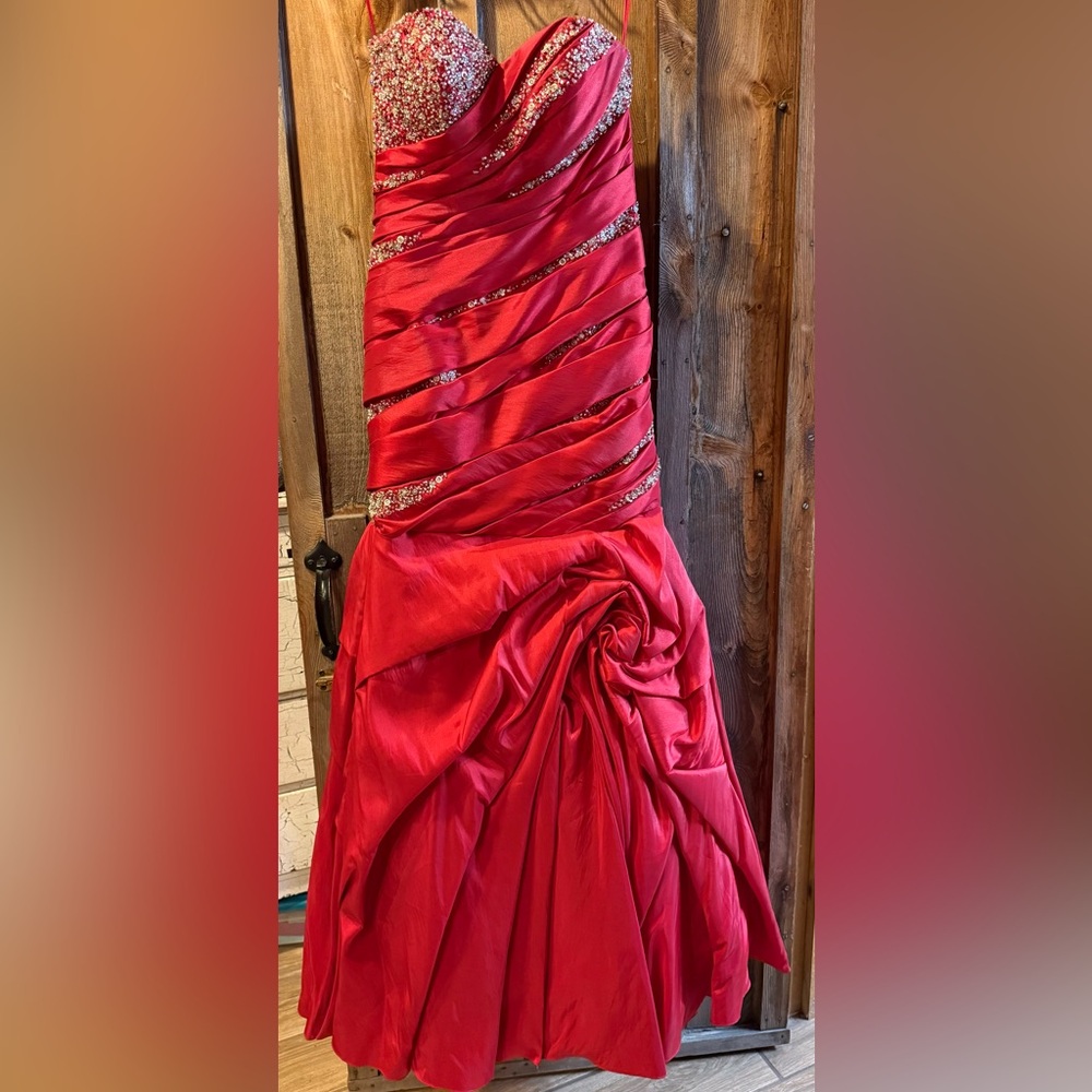 Red Beaded Formal Dress